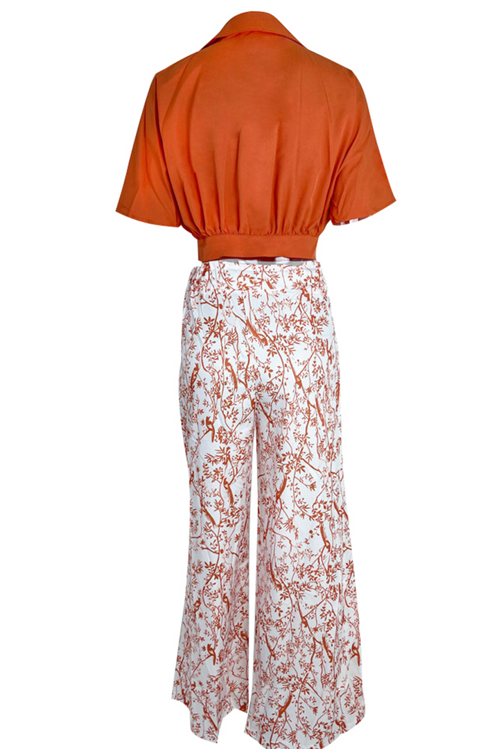 Carina | Ensemble Deux Pièces Satiné pour Femme | Haut Court & Pantalon Palazzo