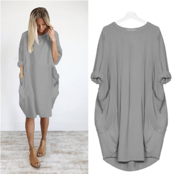 Soltica | Robe midi ample à poches pour femme