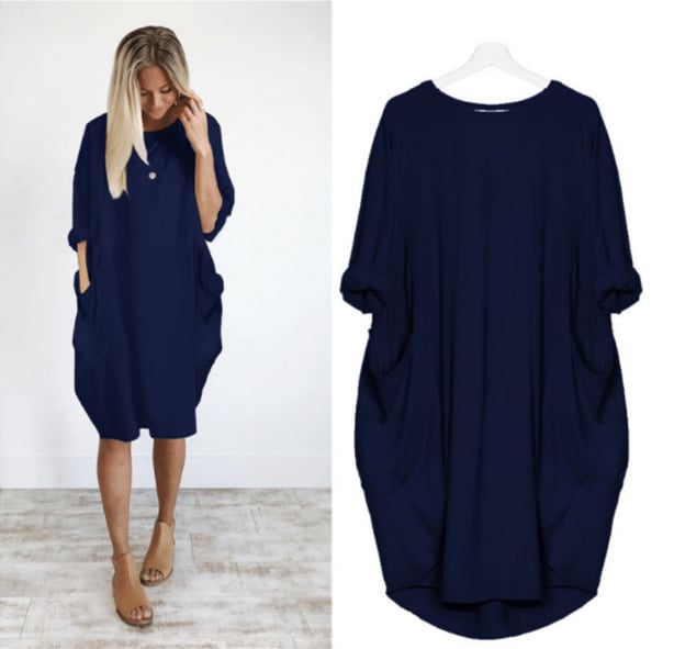 Soltica | Robe midi ample à poches pour femme