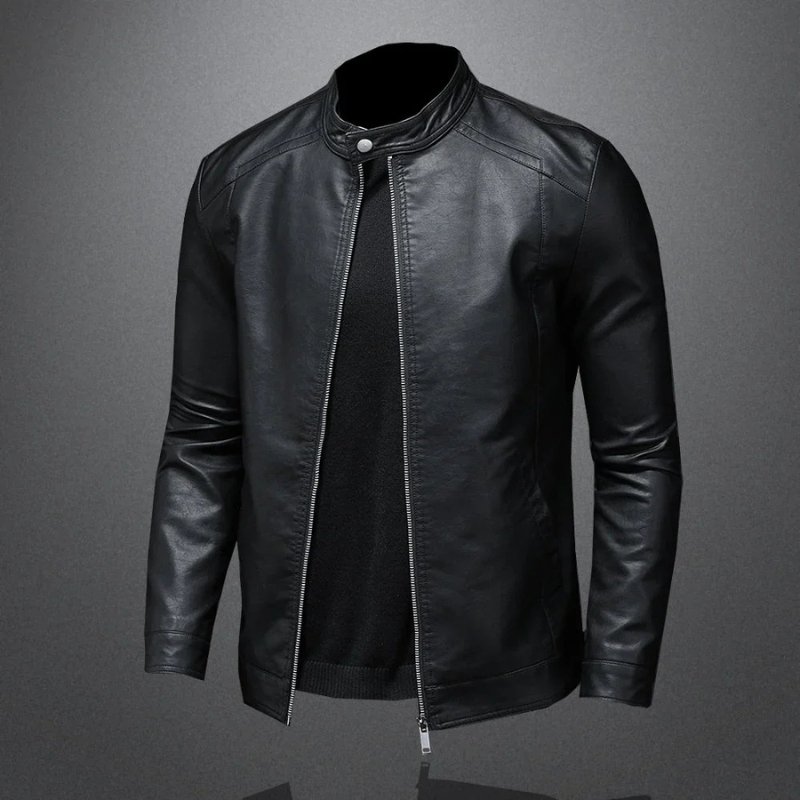 Matteo | Veste de motard noire imperméable coupe slim pour homme