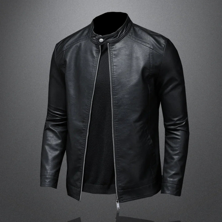 Matteo | Veste de motard noire imperméable coupe slim pour homme