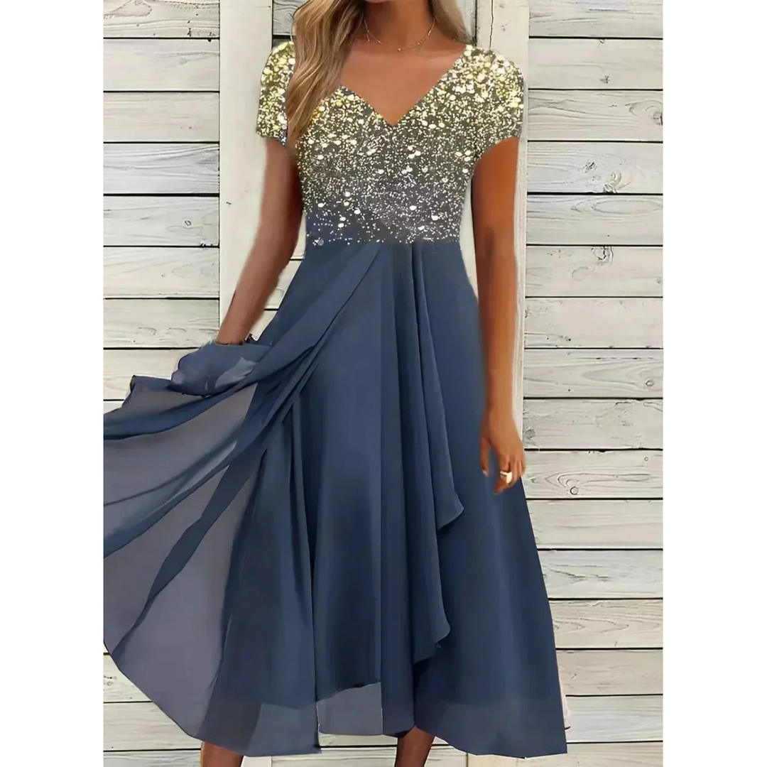 Elodine | Robe à paillettes et encolure en V pour femme