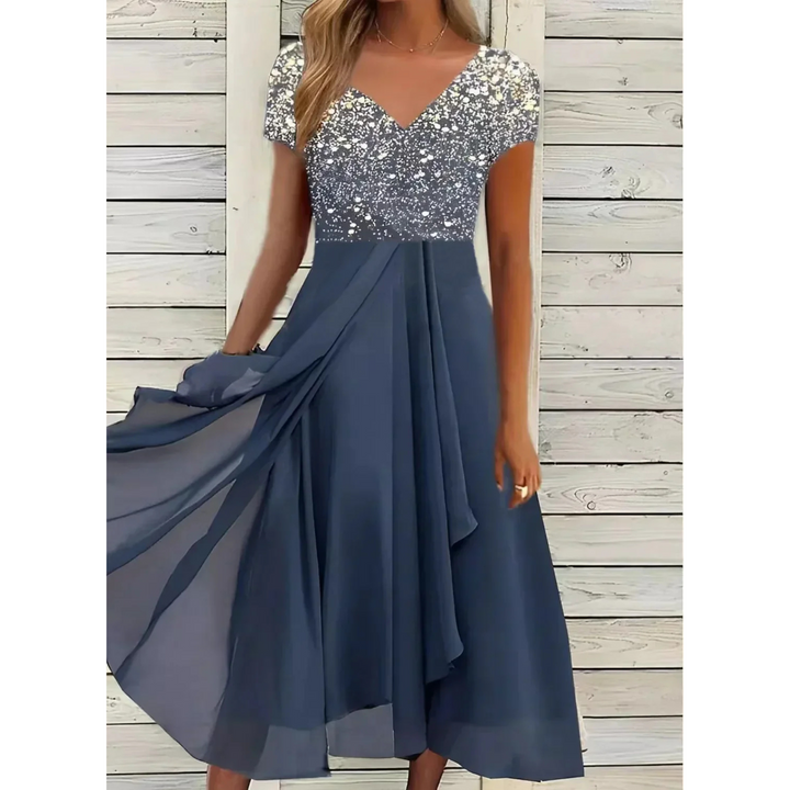 Elodine | Robe à paillettes et encolure en V pour femme