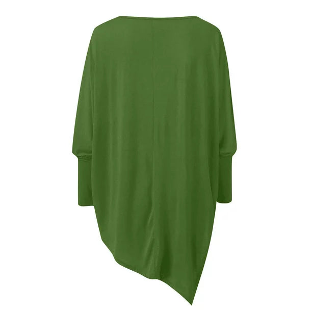 Aliénor | Pull col bateau oversize manches longues ourlet asymétrique