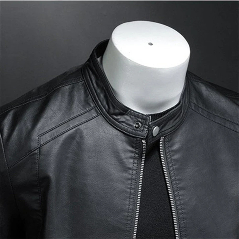 Matteo | Veste de motard noire imperméable coupe slim pour homme