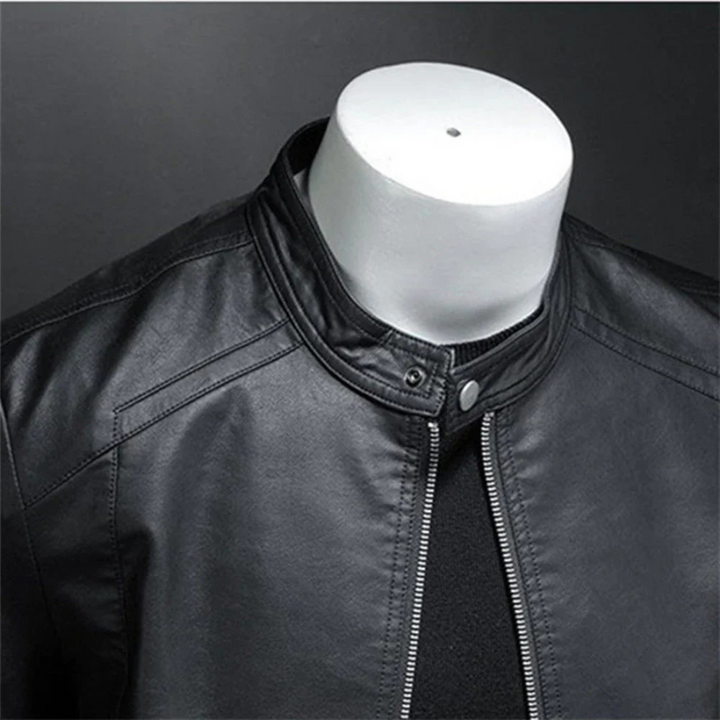 Matteo | Veste de motard noire imperméable coupe slim pour homme