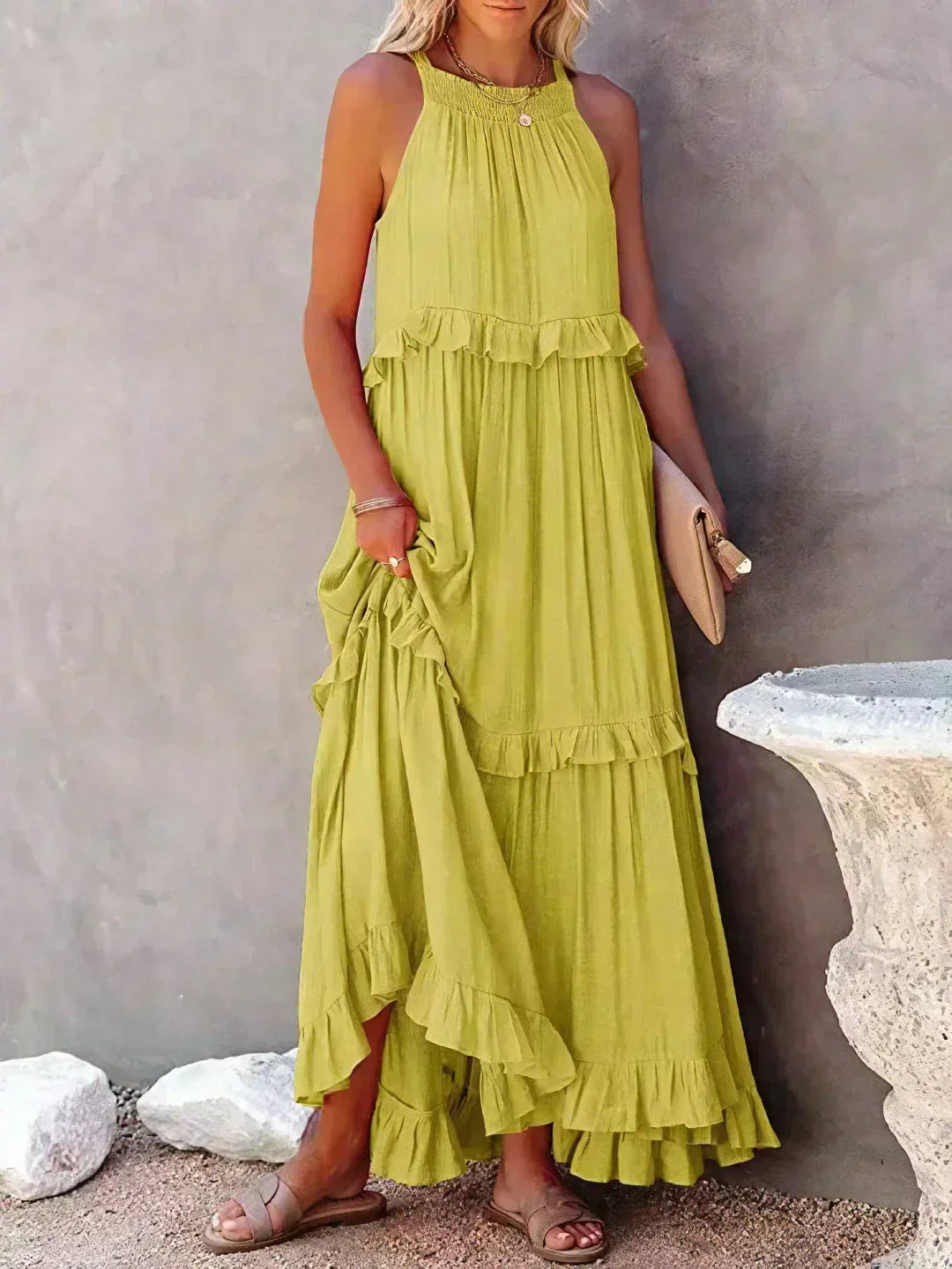 Elvira | Robe Longue à Volants et à Bretelles pour Femme