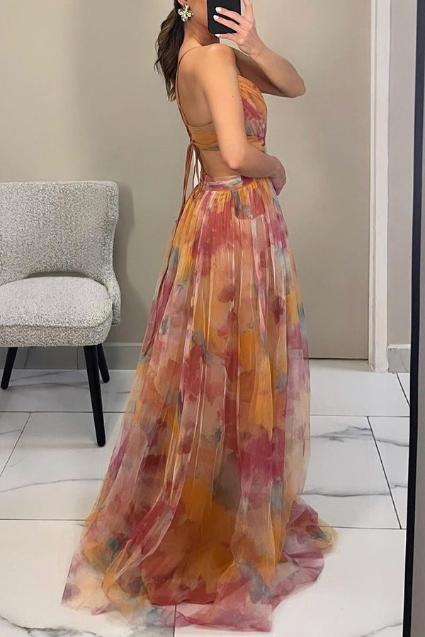 Mikayla | Robe Longue Sans Manches à Col en V Profond pour Femme
