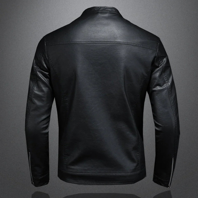Matteo | Veste de motard noire imperméable coupe slim pour homme