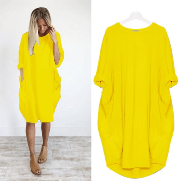 Soltica | Robe midi ample à poches pour femme
