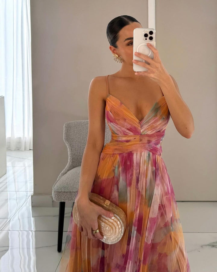 Mikayla | Robe Longue Sans Manches à Col en V Profond pour Femme
