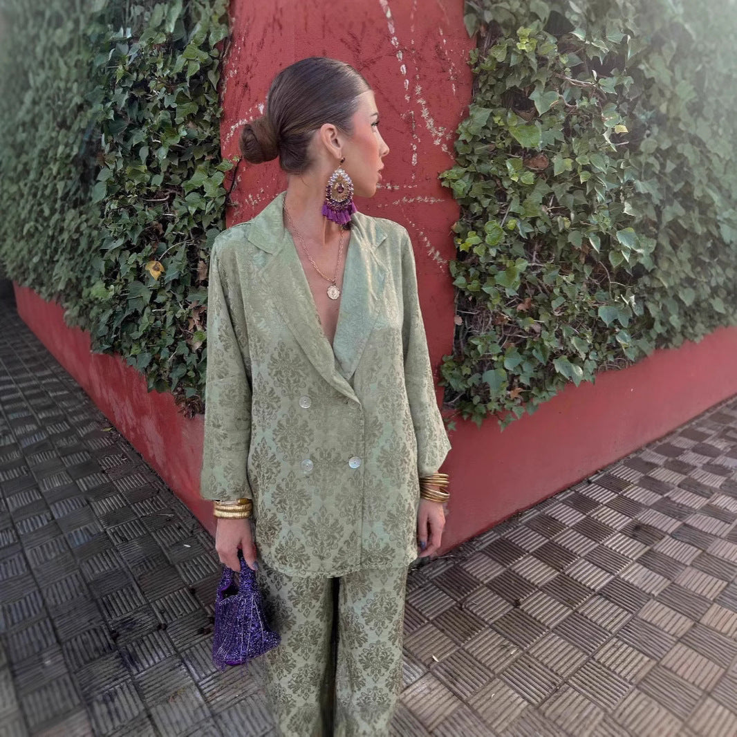 Ingrid | Ensemble pantalon large avec blazer structuré pour femme