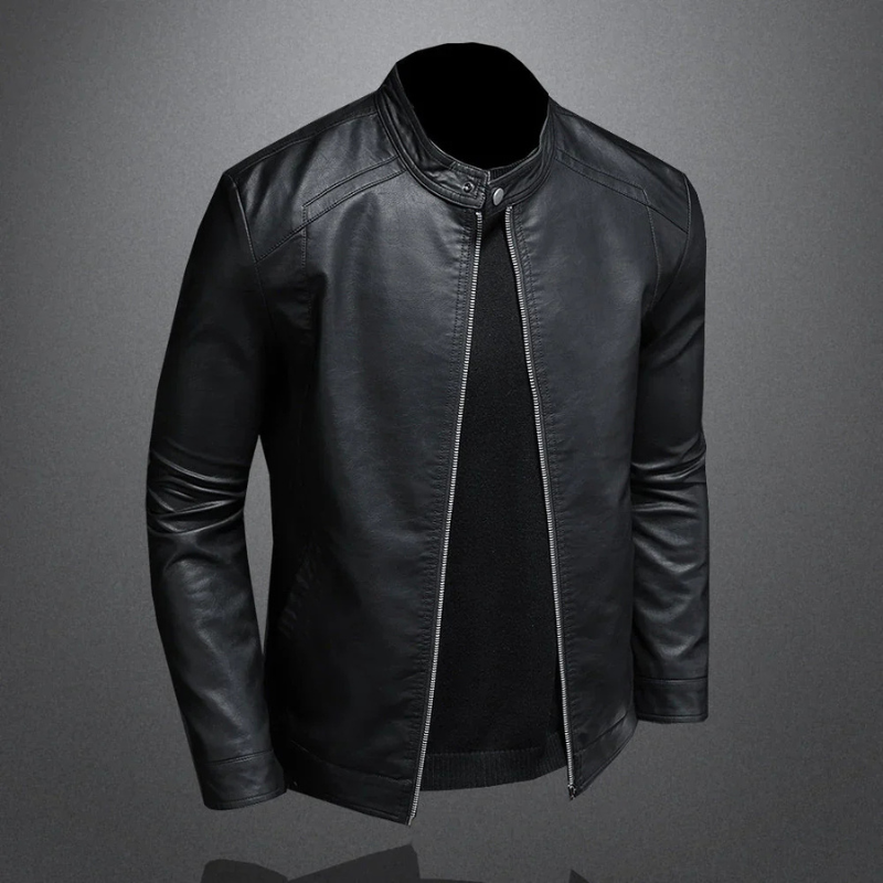 Matteo | Veste de motard noire imperméable coupe slim pour homme