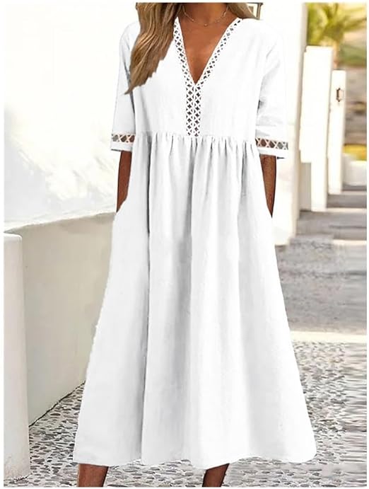 Sayuri | Robe en lin et coton à texture légère pour femme
