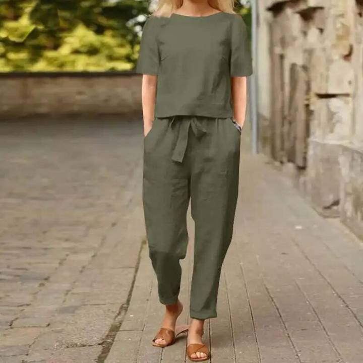 Faris | Ensemble deux pièces en lin élégant et confortable pour femme