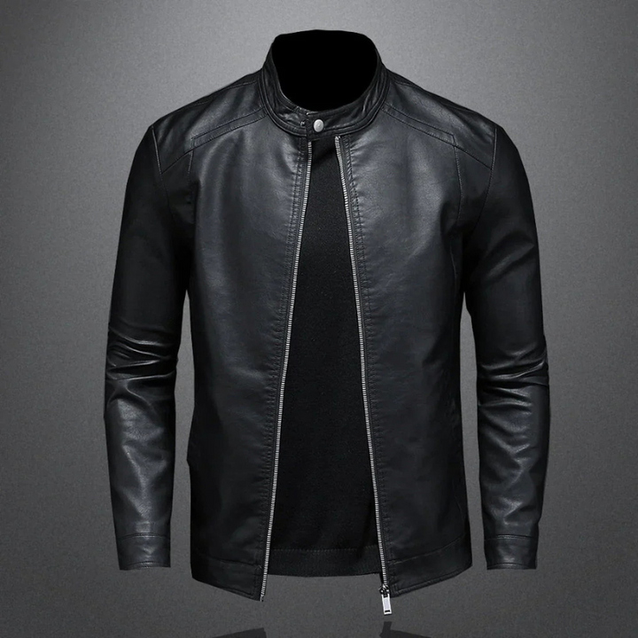 Matteo | Veste de motard noire imperméable coupe slim pour homme