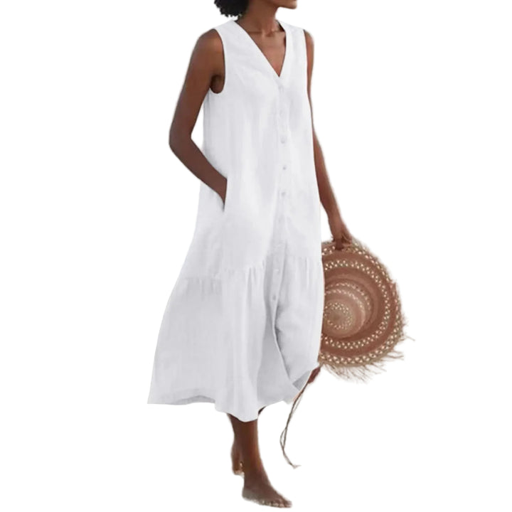 Anne-Sophie | Robe en lin à décolleté en V