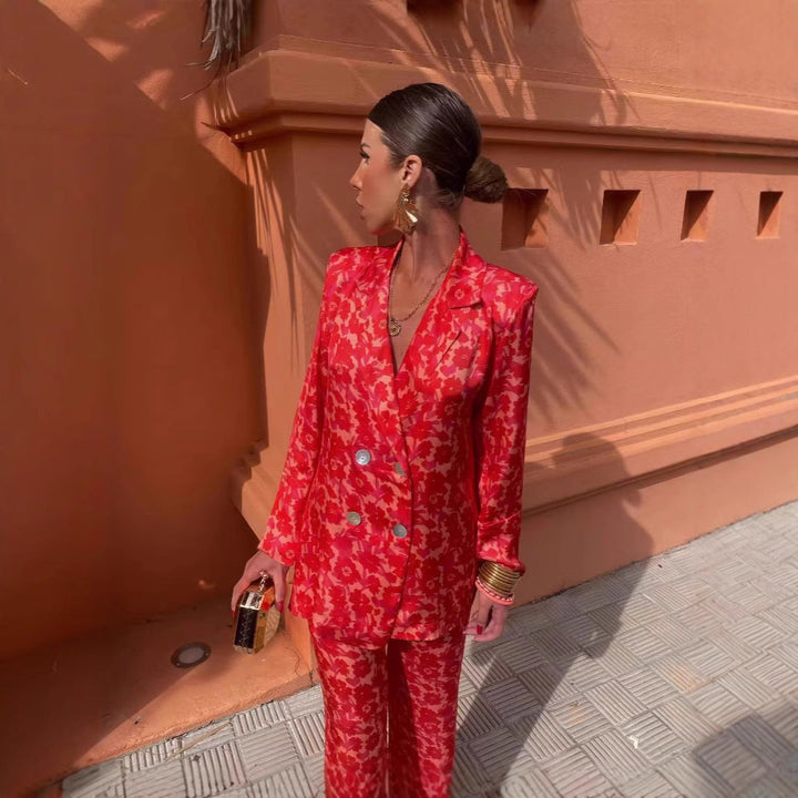 Ingrid | Ensemble pantalon large avec blazer structuré pour femme