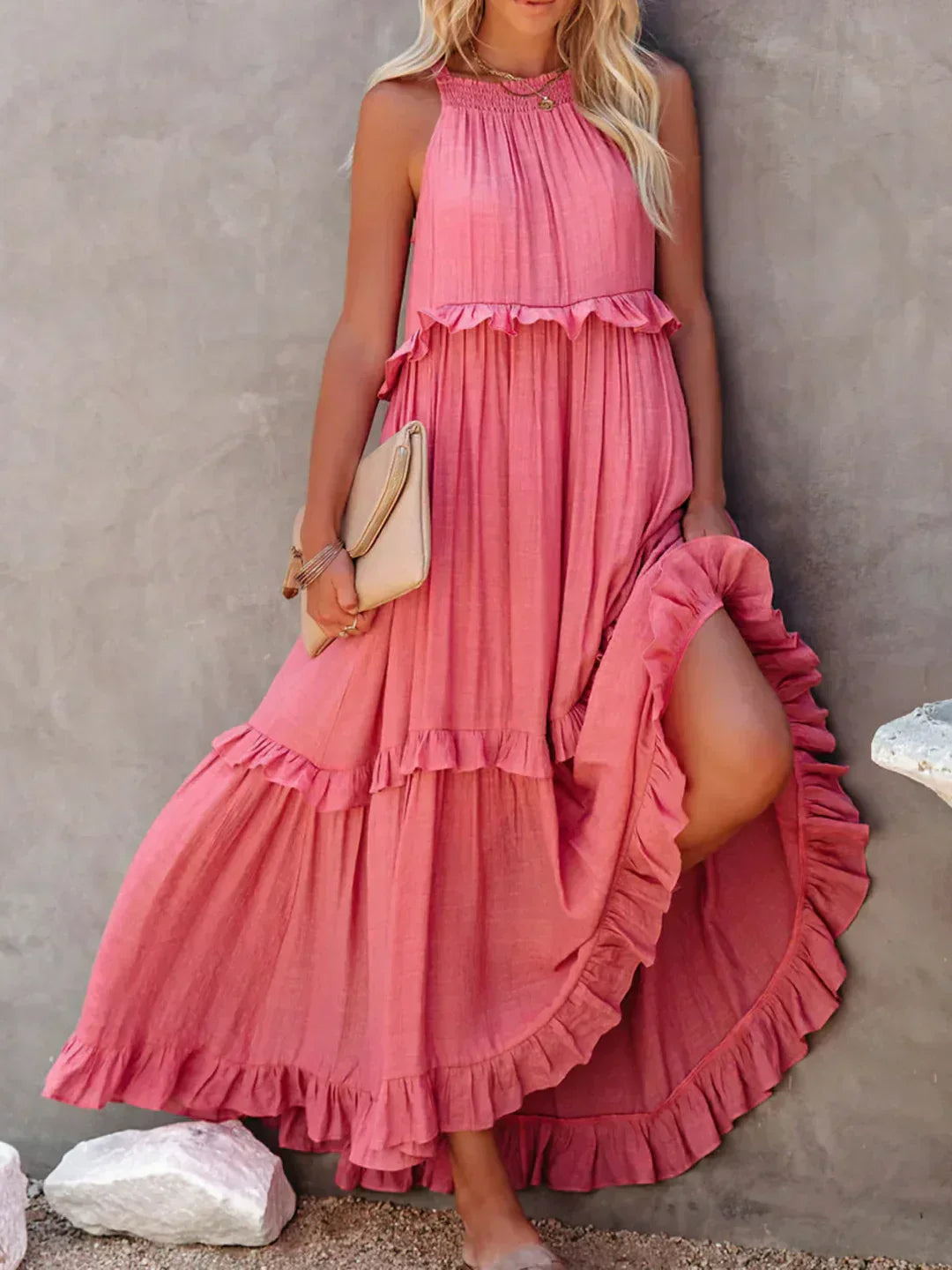 Elvira | Robe Longue à Volants et à Bretelles pour Femme