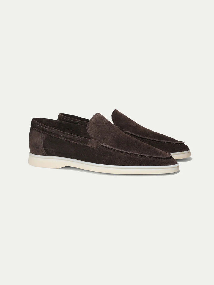 Mocassins de Yacht en Daim Gris Chaleureux pour Homme