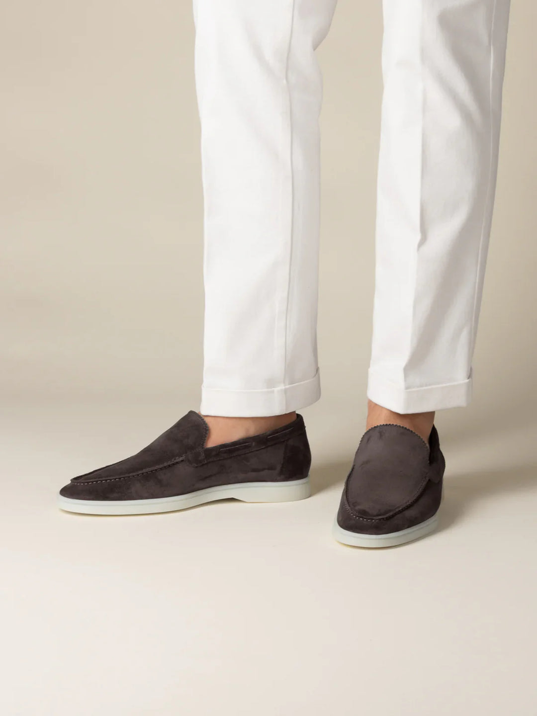 Mocassins de Yacht en Daim Gris Chaleureux pour Homme
