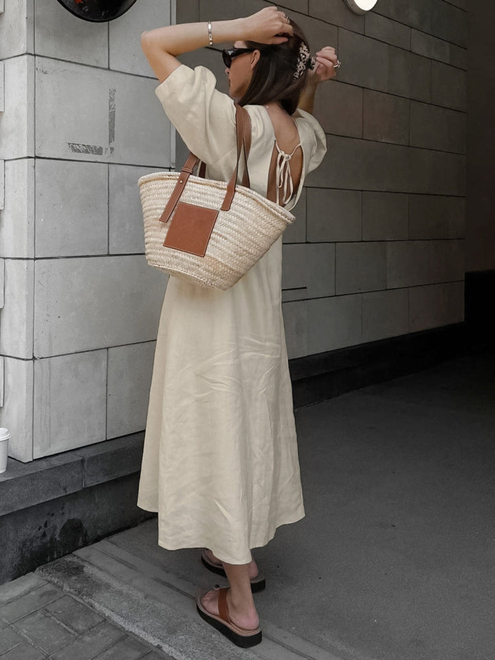 Darya | Robe Midi en Lin Boutonnée et Décontractée pour Femmes