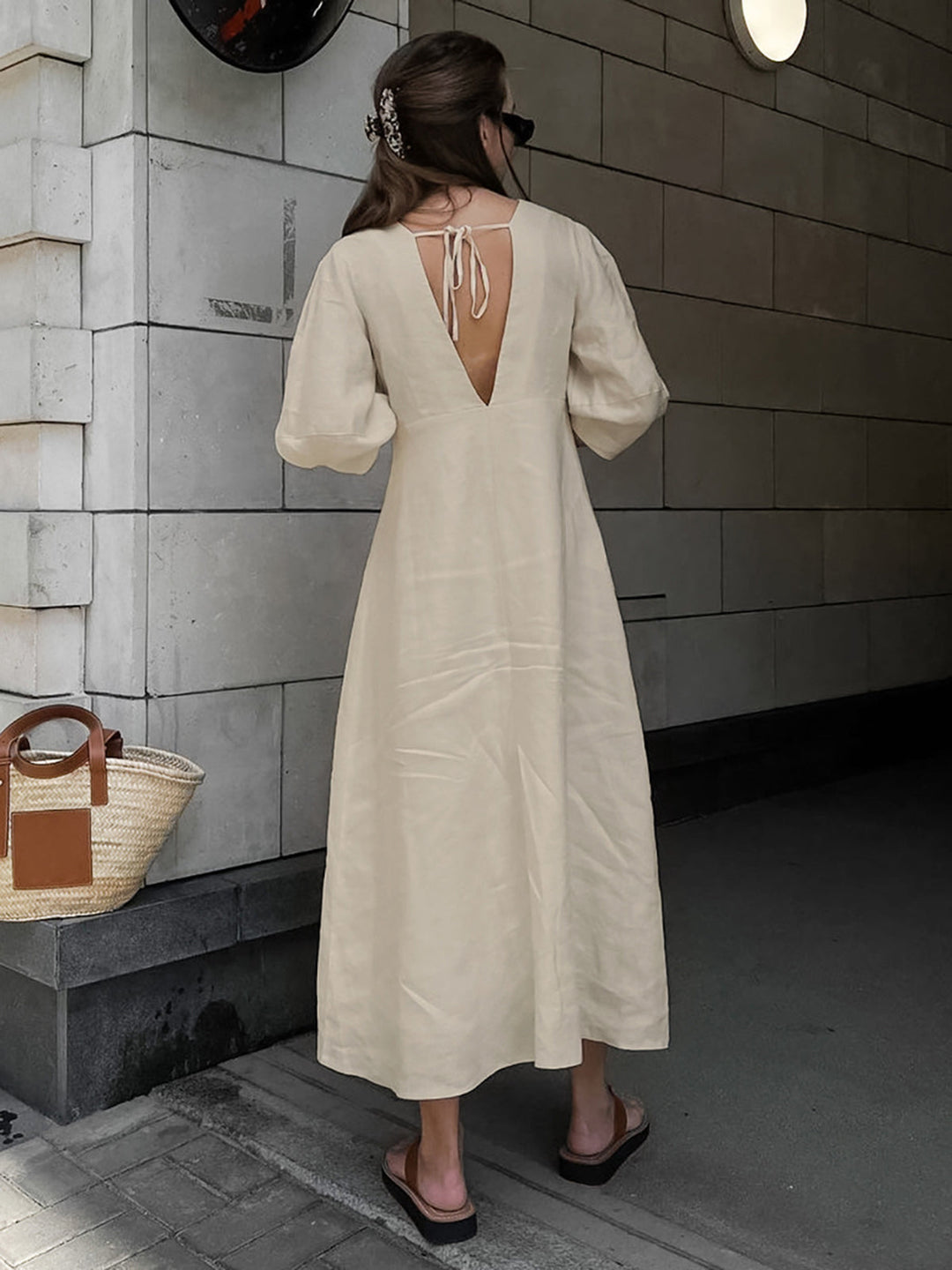 Darya | Robe Midi en Lin Boutonnée et Décontractée pour Femmes