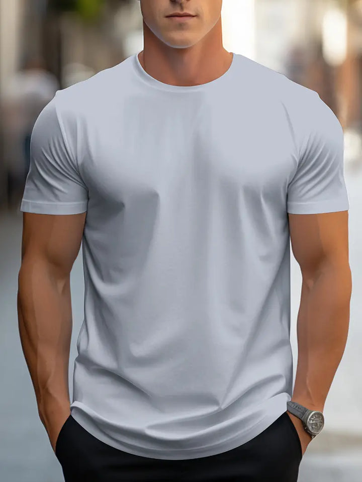 Marron lässiges Rundhals-T-Shirt für Herren