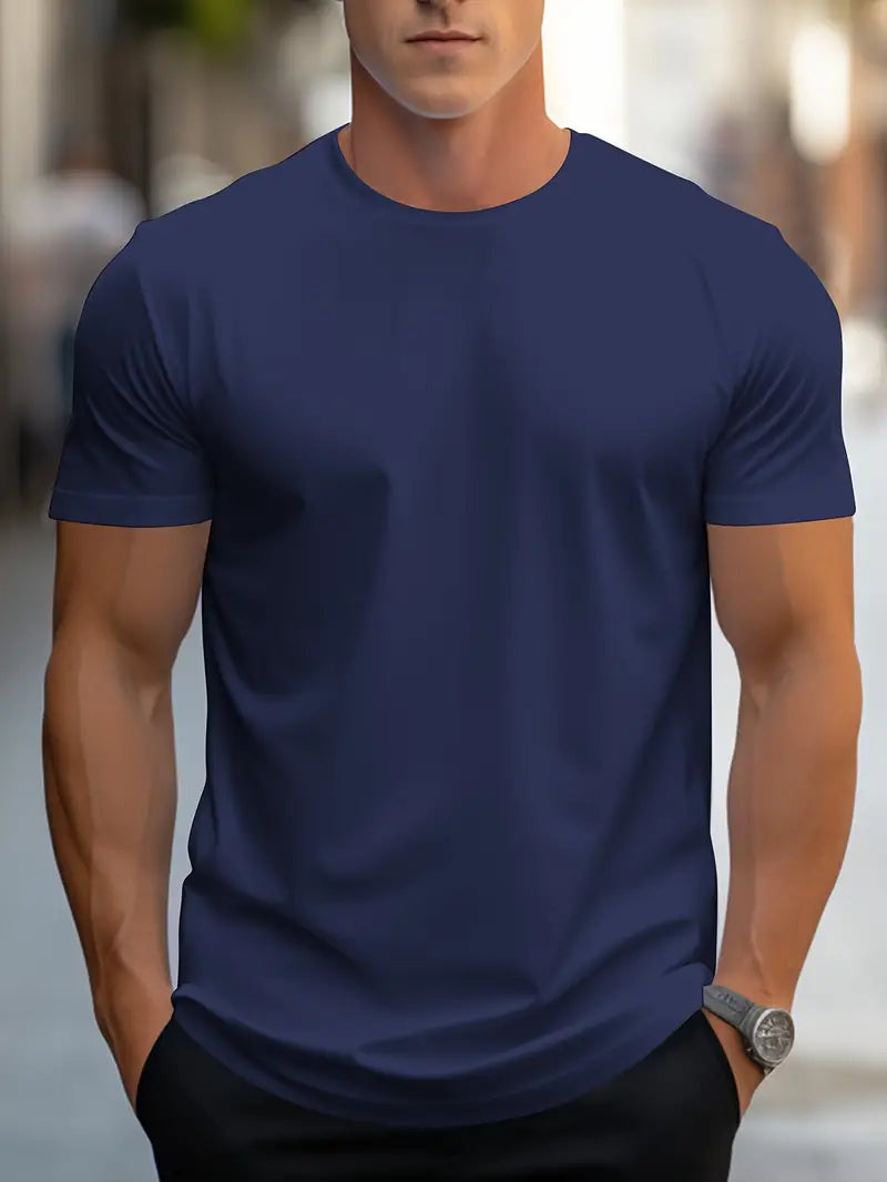 Noire lässiges Rundhals-T-Shirt für Herren