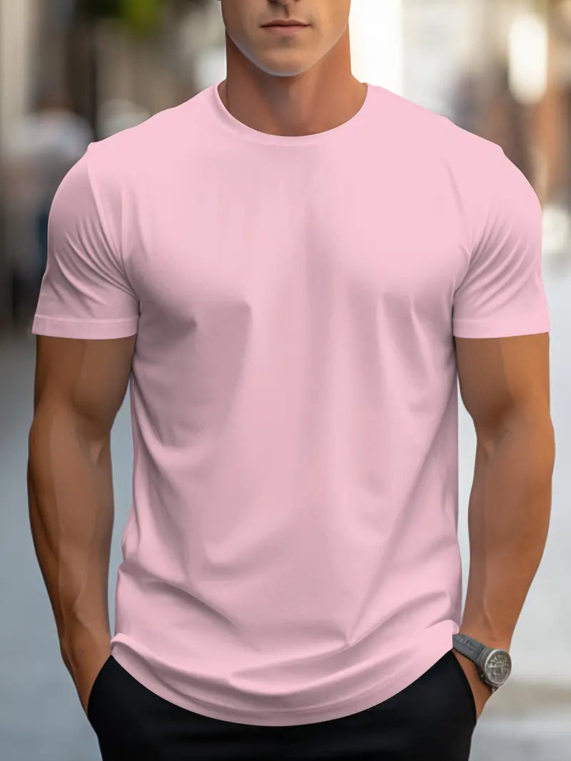 Griser lässiges Rundhals-T-Shirt für Herren