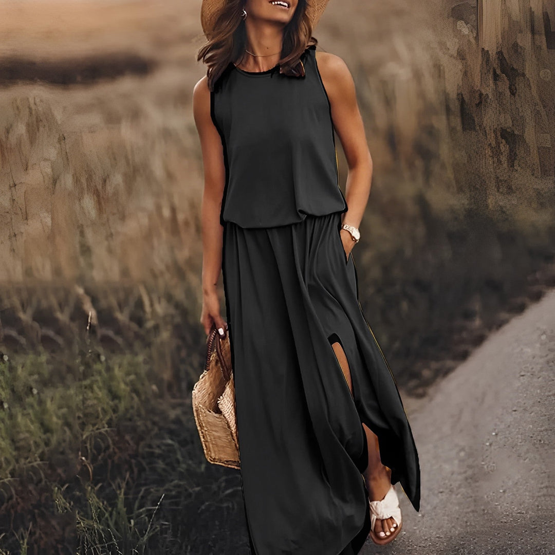 Amie | Élégante robe midi multicolore pour femme