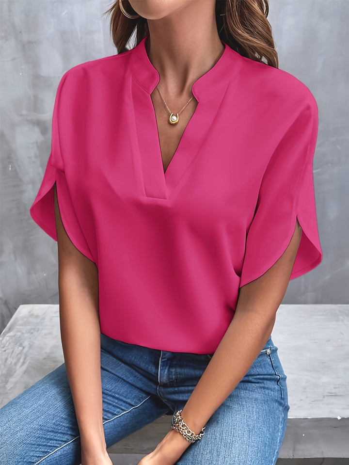 Hope | Blouse Fluide Col Officier Manches Courtes Femme