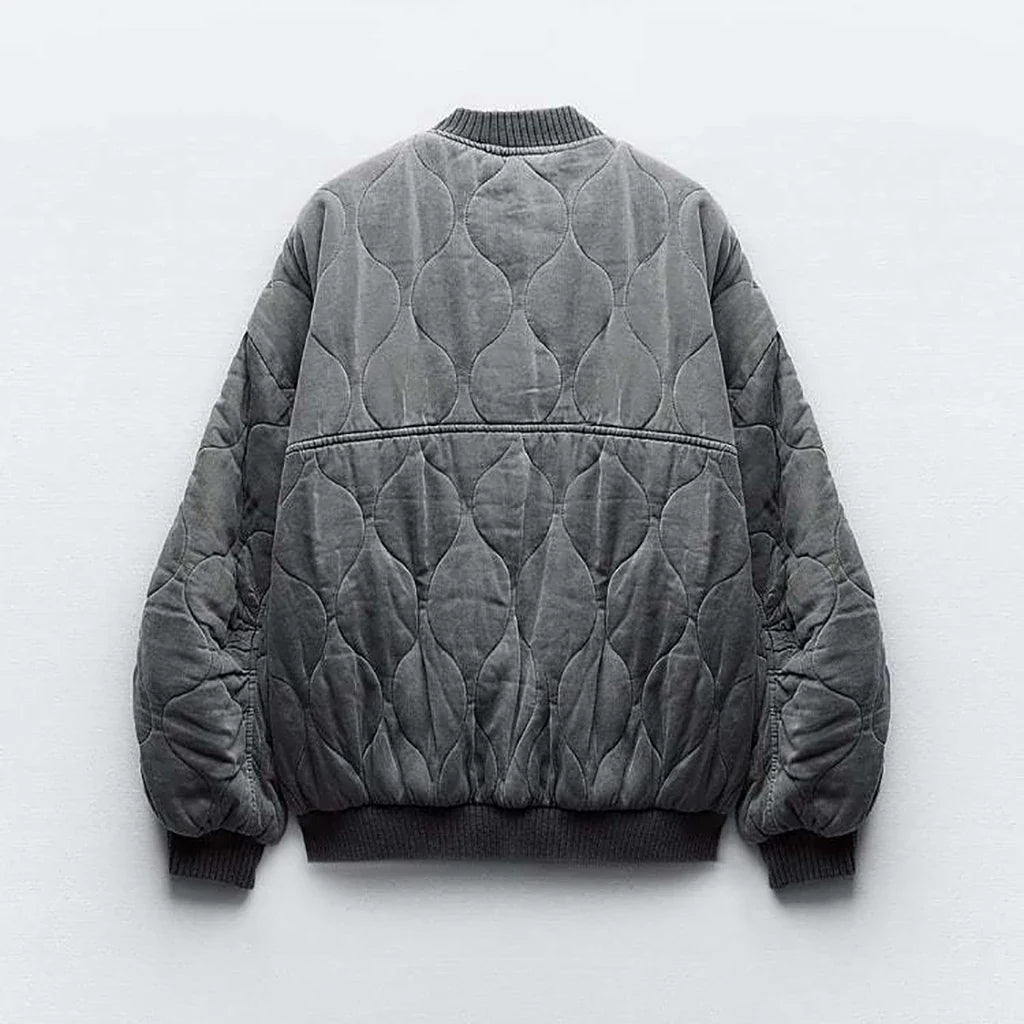 Swara | Veste Bomber Grise Coupe Ample et Tendance pour Femme
