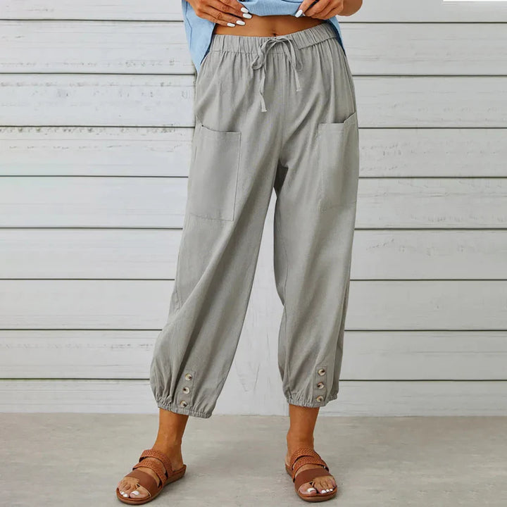 Luciane | Pantalon à cordon et boutons pour femme
