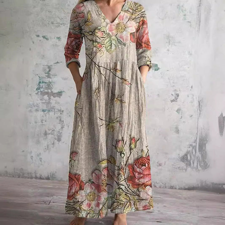 Eunice | Robe Blooming Grace avec volants délicats et broderie florale pour femme