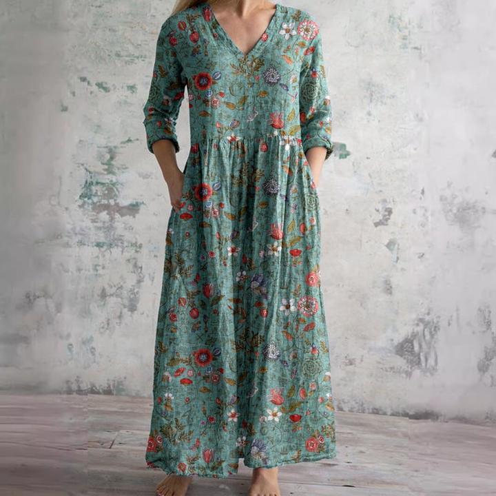 Eunice | Robe Blooming Grace avec volants délicats et broderie florale pour femme