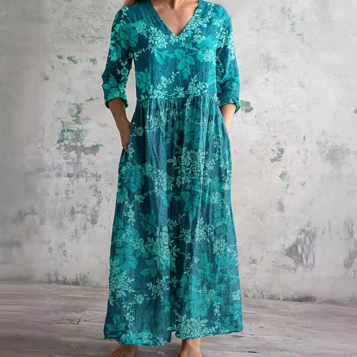 Eunice | Robe Blooming Grace avec volants délicats et broderie florale pour femme