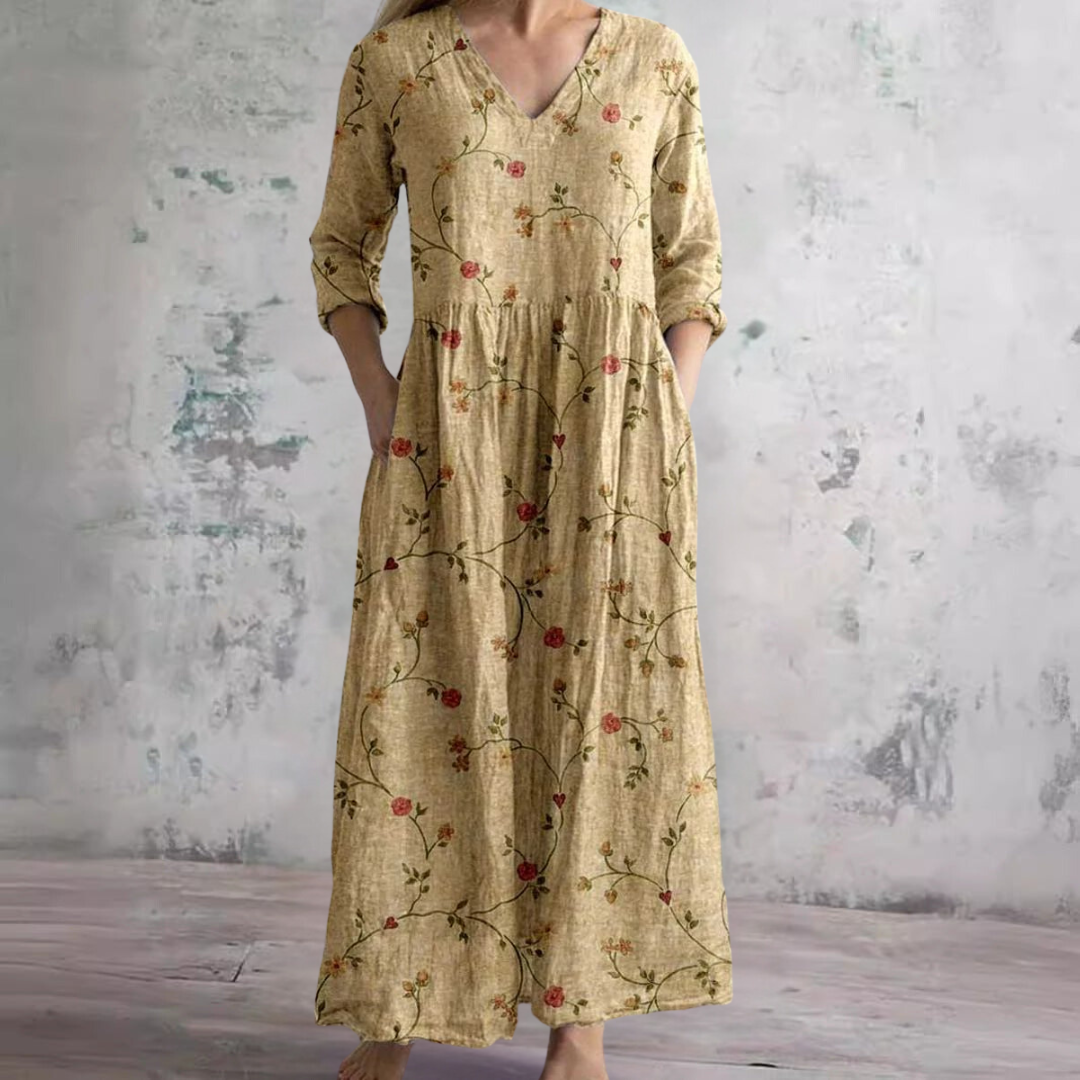 Eunice | Robe Blooming Grace avec volants délicats et broderie florale pour femme