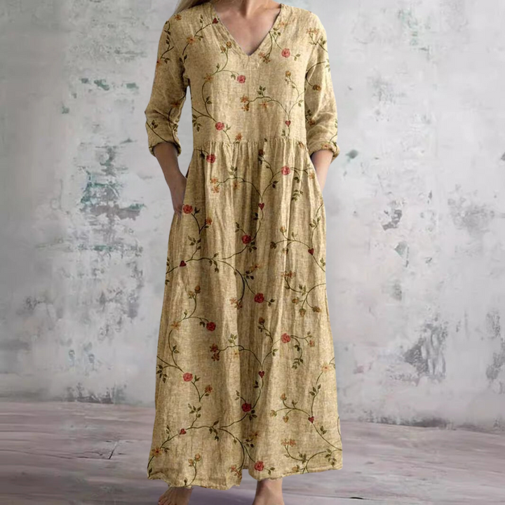Eunice | Robe Blooming Grace avec volants délicats et broderie florale pour femme