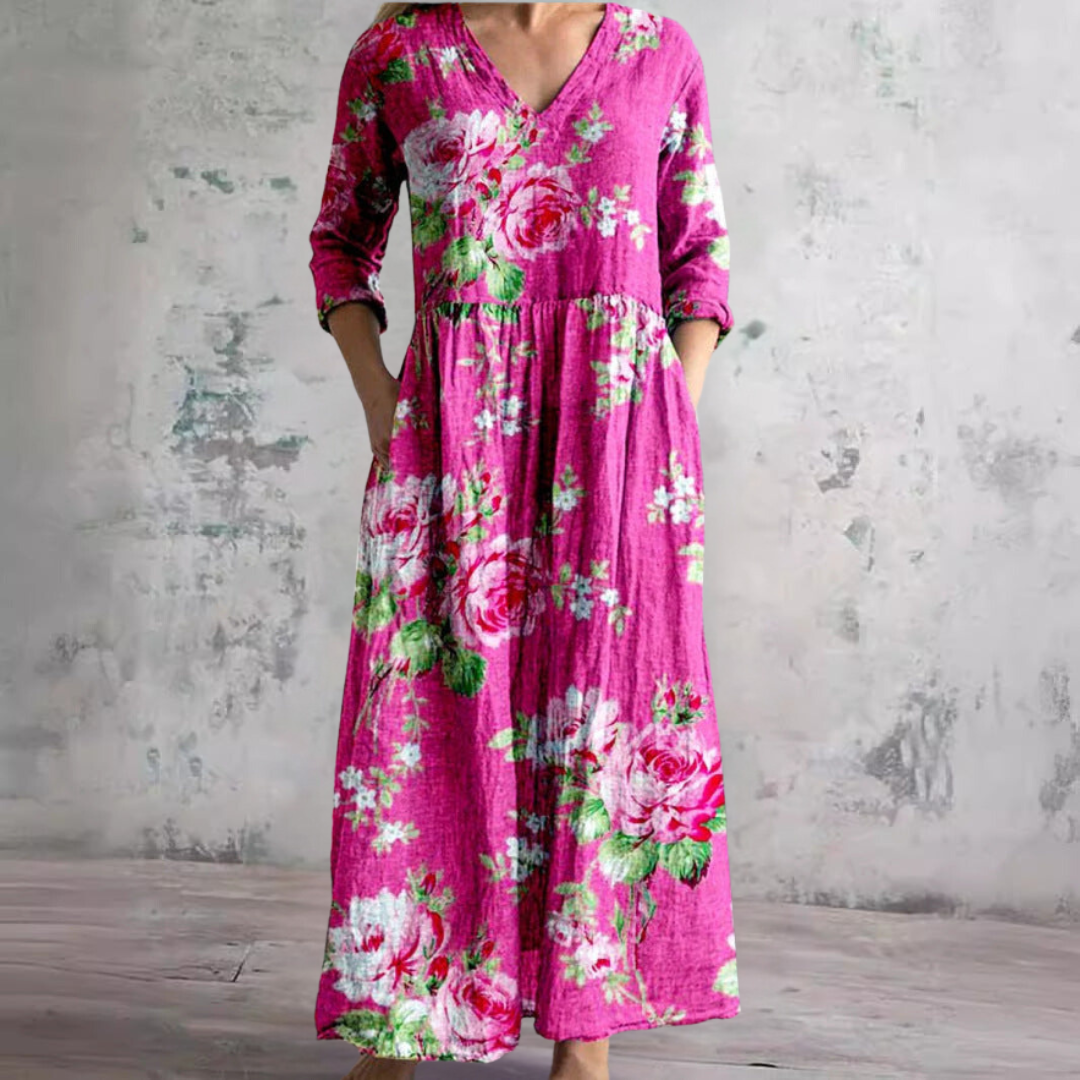 Eunice | Robe Blooming Grace avec volants délicats et broderie florale pour femme
