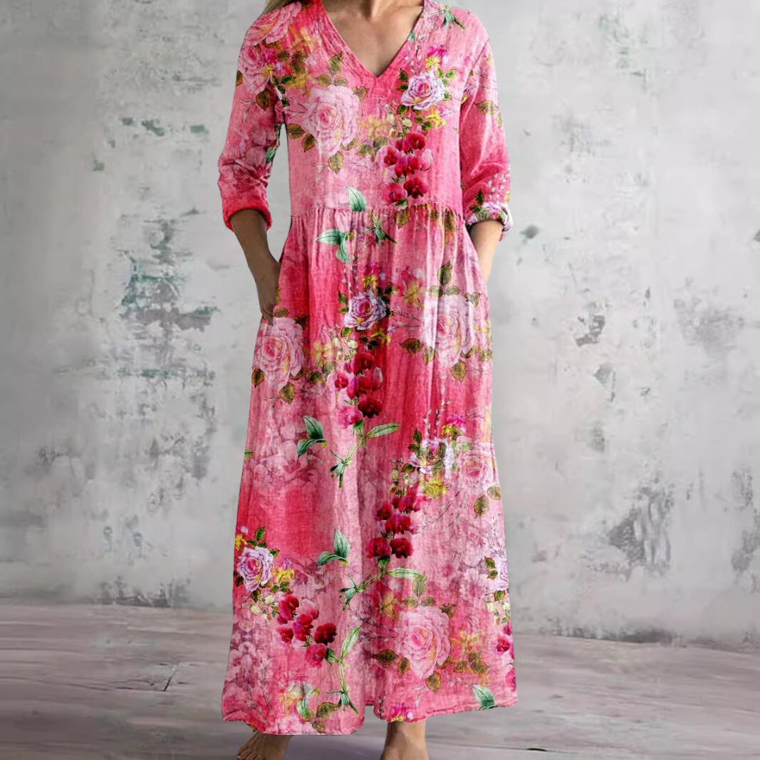 Eunice | Robe Blooming Grace avec volants délicats et broderie florale pour femme