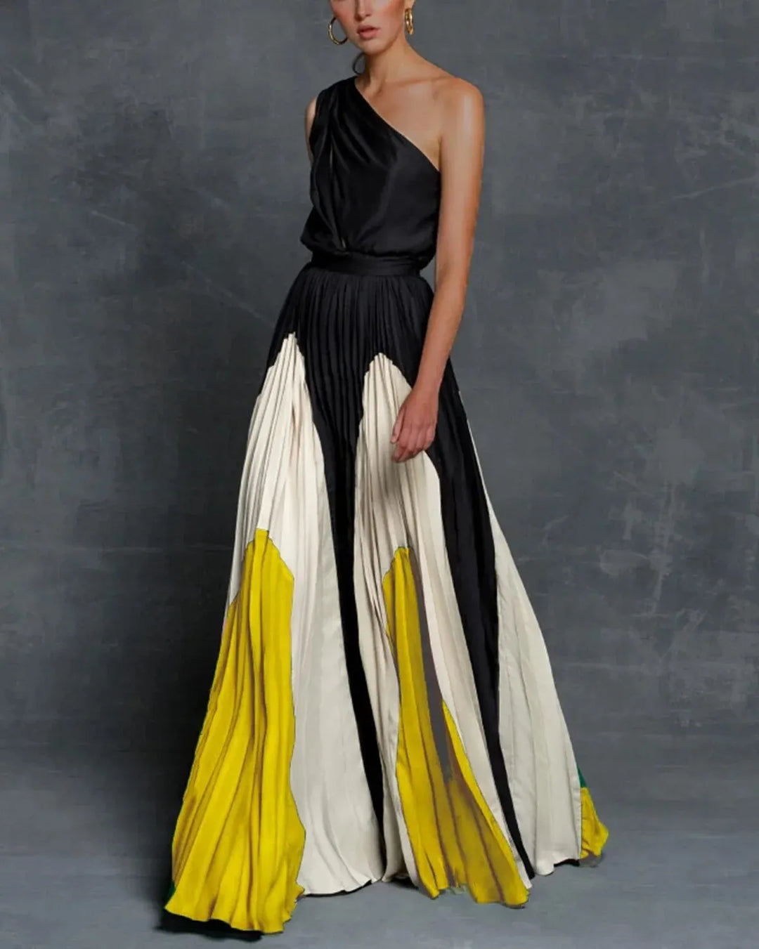 Polina | Robe Longue Asymétrique à Épaule Unique avec Silhouette Fluide pour Femme