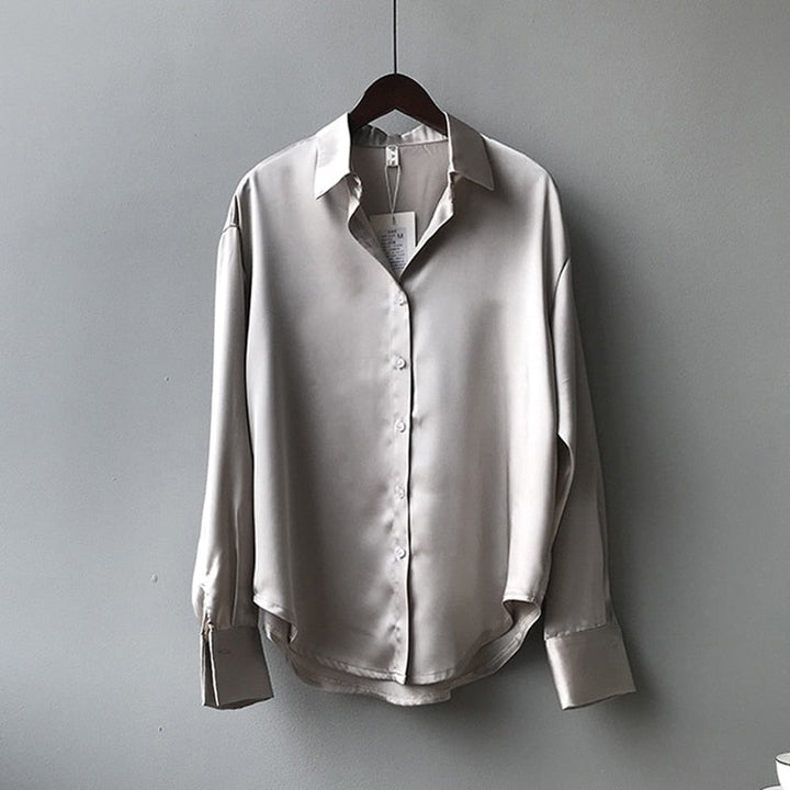 Eleanor | Chemisier satiné vintage manches longues pour femmes