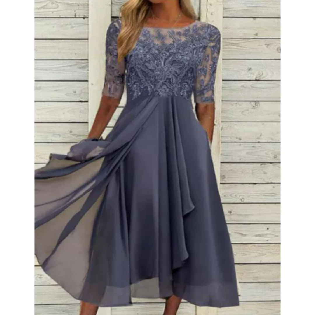 Drusilla | Mini-robe à manches et col rond pour femme