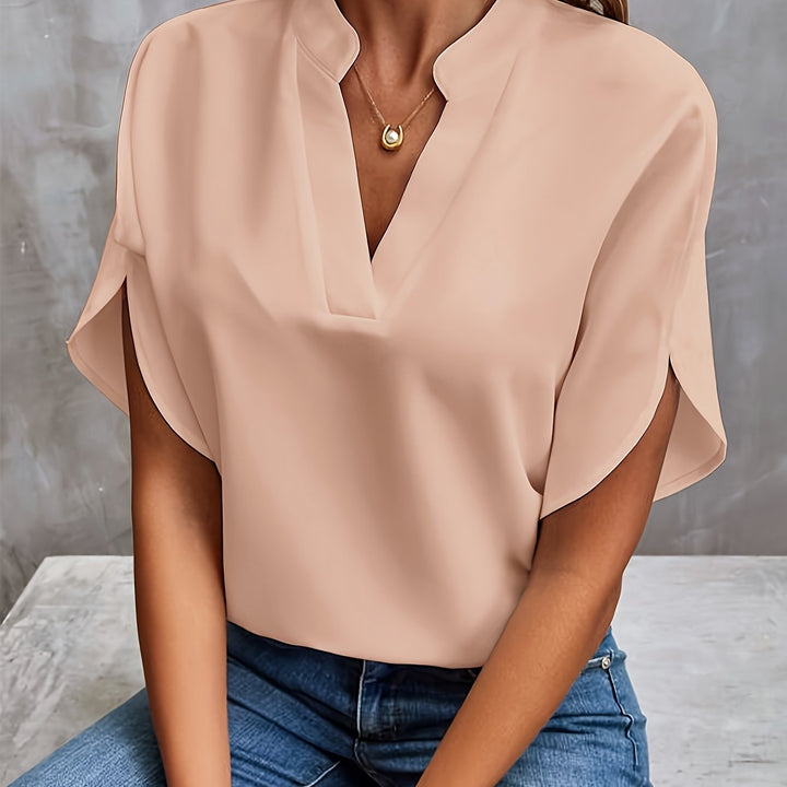 Hope | Blouse Fluide Col Officier Manches Courtes Femme