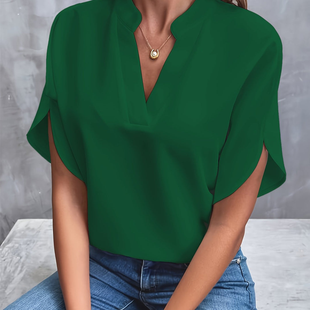 Hope | Blouse Fluide Col Officier Manches Courtes Femme