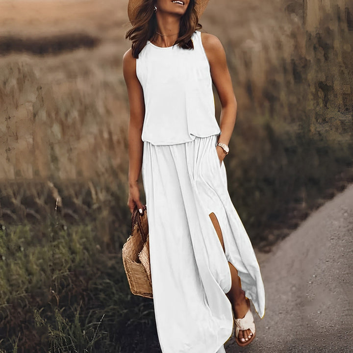 Amie | Élégante robe midi multicolore pour femme