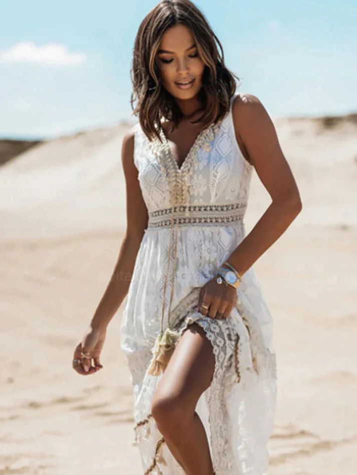 Julie | Robe bohème de luxe avec détails brodés et drapé doux pour femme