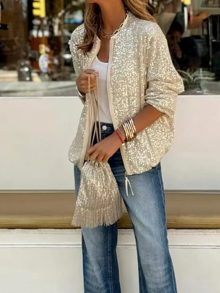 Lula | Veste d’intérieur à col rond en sequins pour femmes