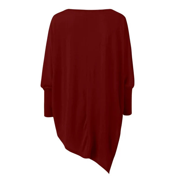 Aliénor | Pull col bateau oversize manches longues ourlet asymétrique